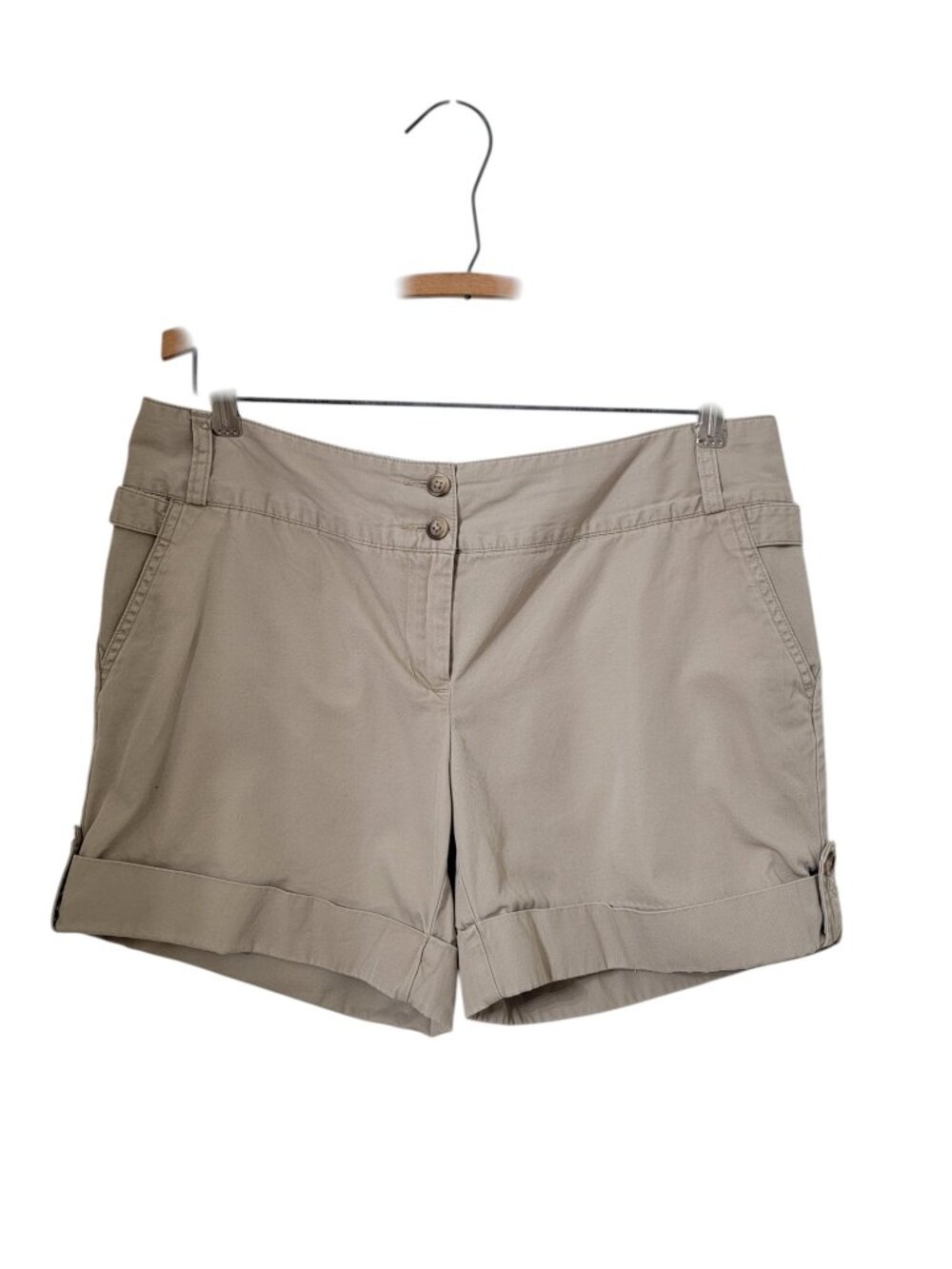 Land's End Size 10 Khaki Chino Shorts, Rolled/Cuffed Hem, Gently Used Condition
